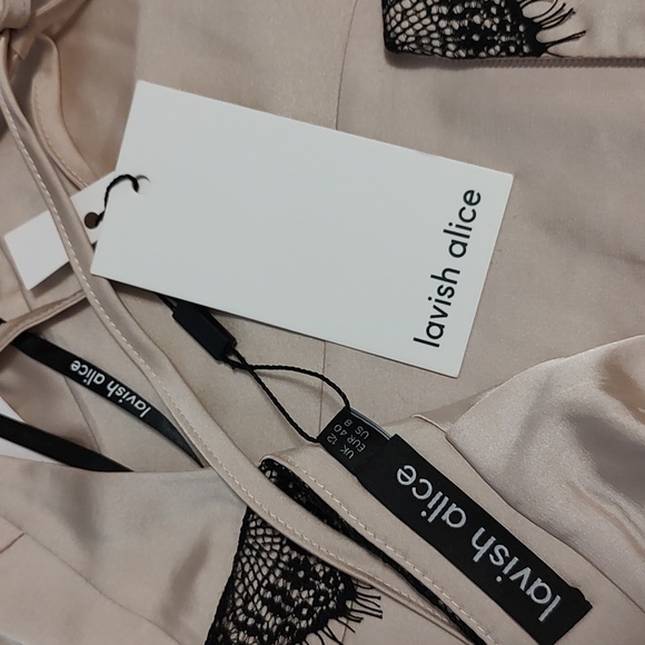 LAVISH ALICE Contrast Lace Satin Slip Dress size 8 - Picture 8 of 8